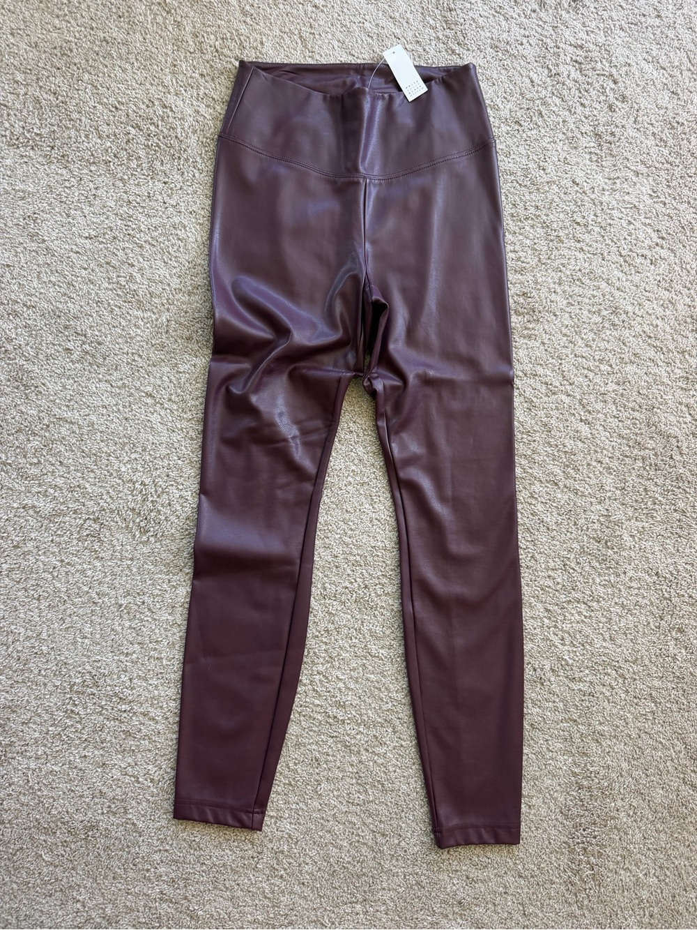 White House Black Market Women's  Faux Leather Leggings in Burgundy